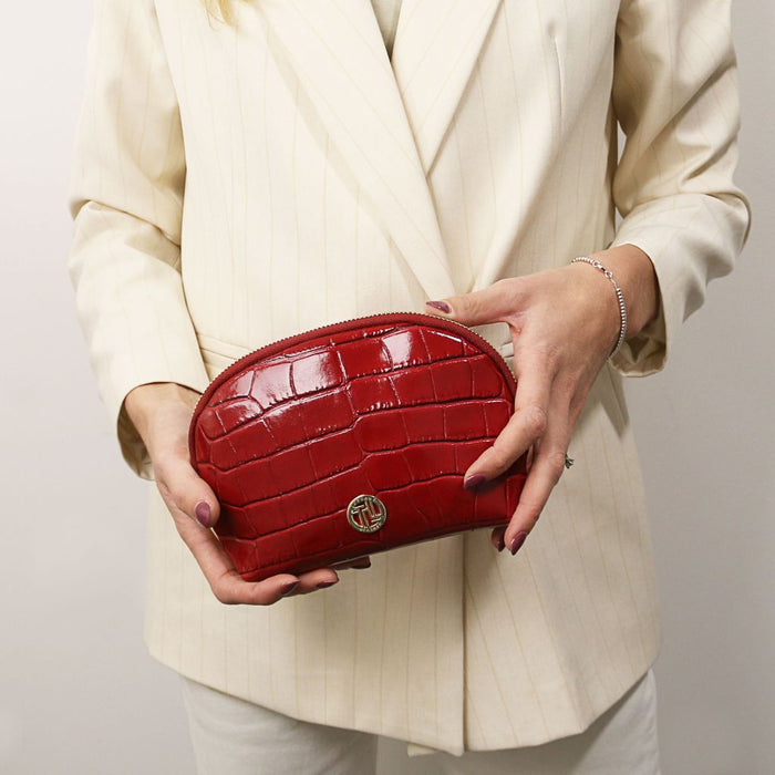 Vera - Croc Print Leather Toiletry Case (TL142514)