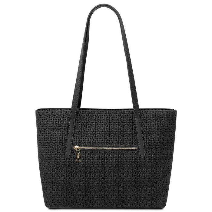Dedalo - Woven printed leather shopping bag (TL142578)
