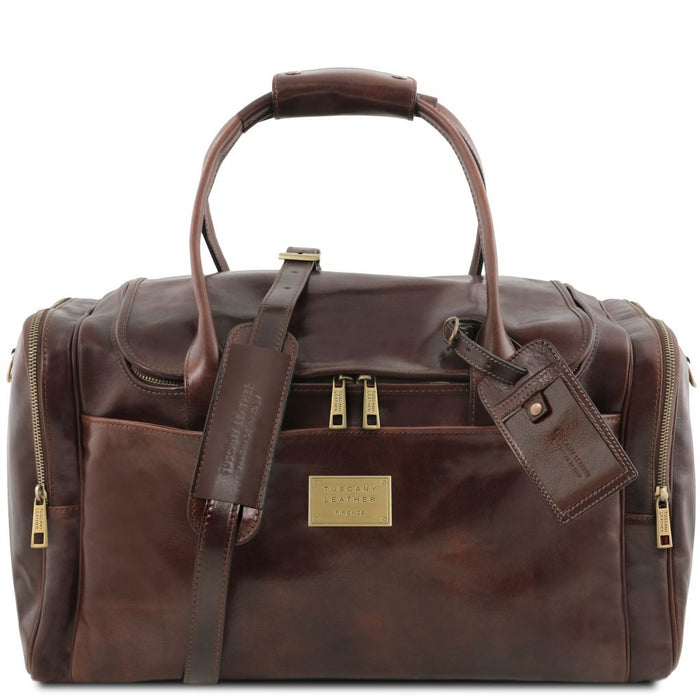 TL Voyager - Travel Leather Bag With Side Pockets (TL142141)