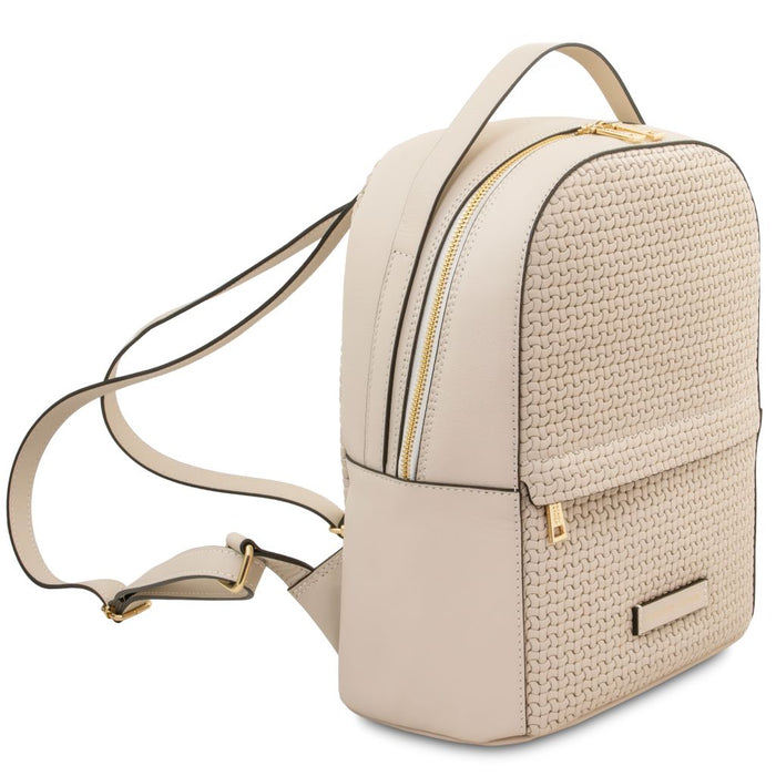 Dedalo - Woven printed leather backpack (TL142576)