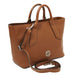 Viva brown pebbled leather handbag with detachable shoulder strap, angled view.