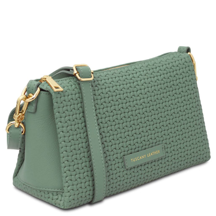 Dedalo - Woven printed leather shoulder bag (TL142577)