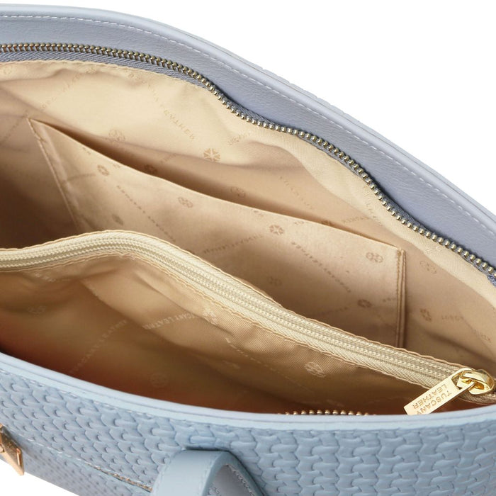Dedalo - Woven printed leather shopping bag (TL142578)