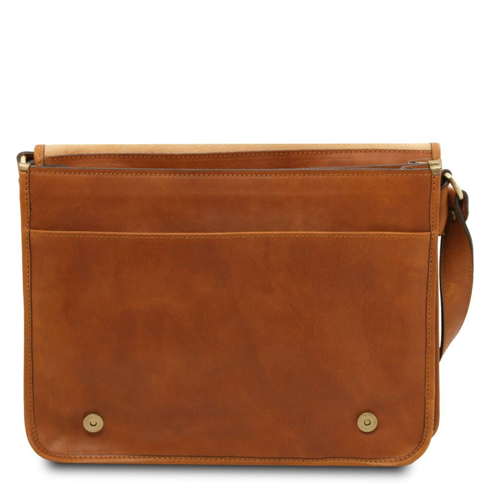 Tl Messenger - Two Compartments Leather Shoulder Bag - Large Size (TL142430)