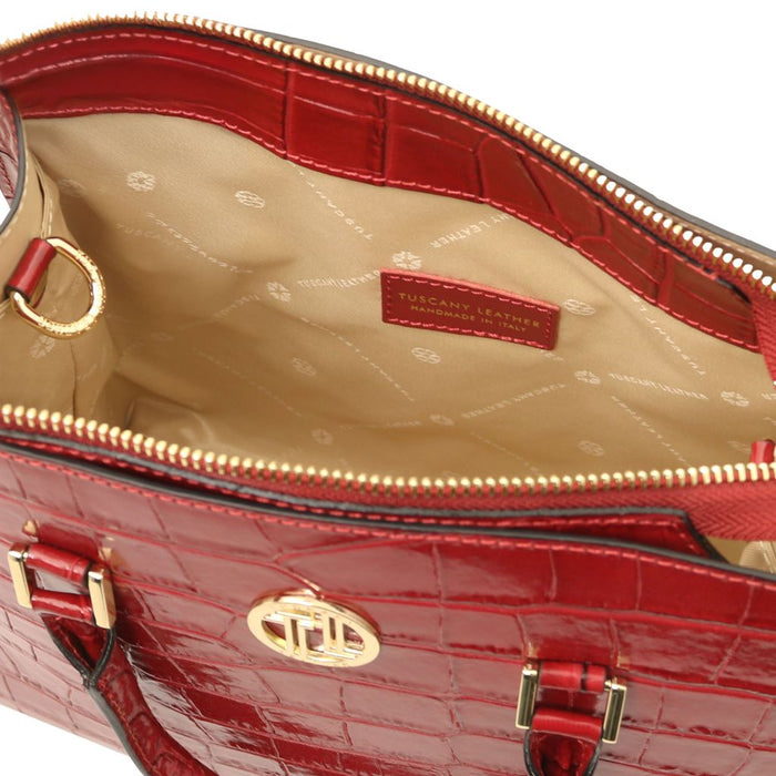 Croque - Croc print leather handbag (TL142504)