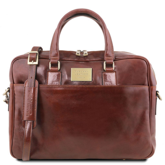 Urbino - Leather Laptop Briefcase With Front Pocket (TL141241)