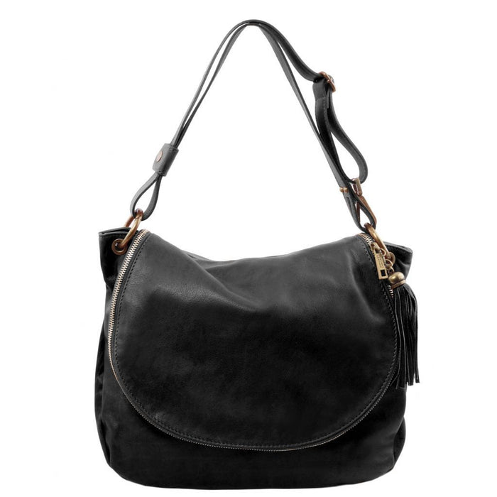 TL Bag - Soft Leather Shoulder Bag With Tassel Detail (TL141223)