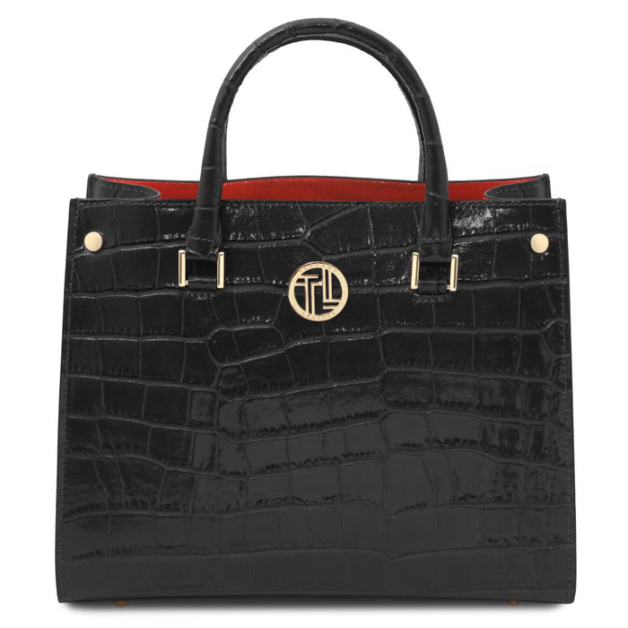 Croque - Croc print leather handbag (TL142504)