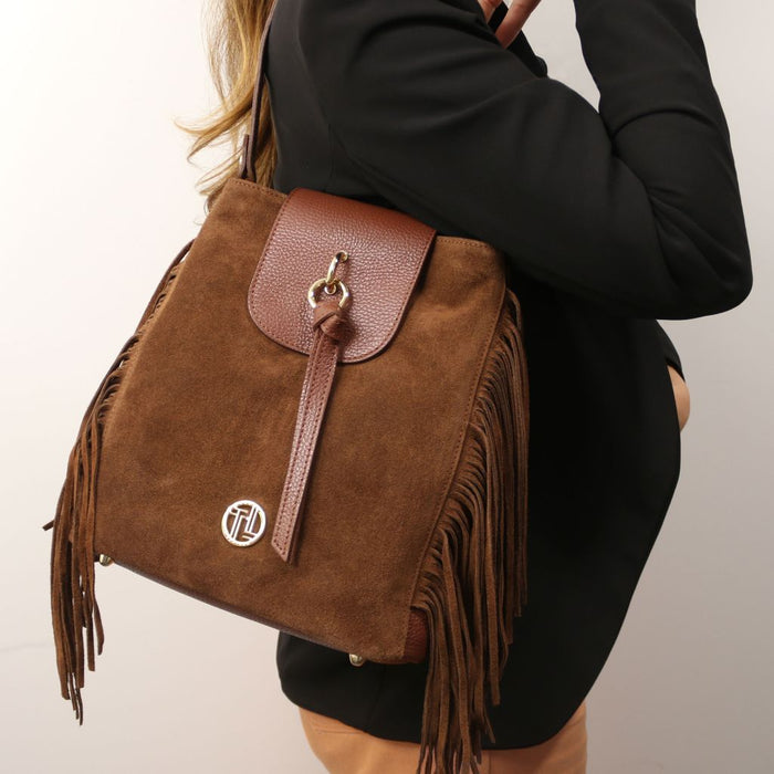 Nomade - Suede Leather Fringe Shoulder Bag (TL142512)