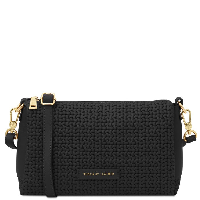 Dedalo - Woven printed leather shoulder bag (TL142577)
