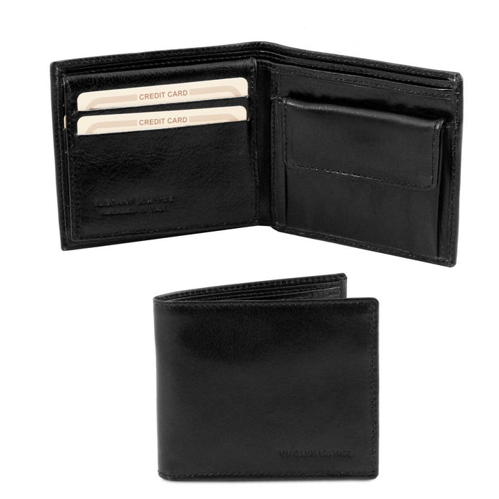 Exclusive 3 Fold Leather Wallet For Men With Coin Pocket (TL141377)