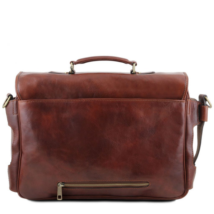 Ventimiglia - Leather Multi Compartment TL Smart Briefcase With Front Pockets (TL142069)