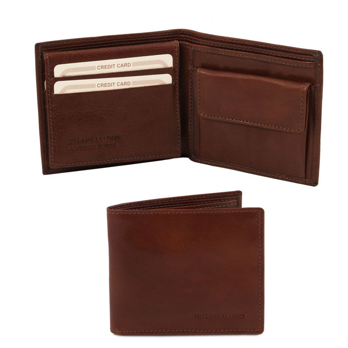 Exclusive 3 Fold Leather Wallet For Men With Coin Pocket (TL141377)