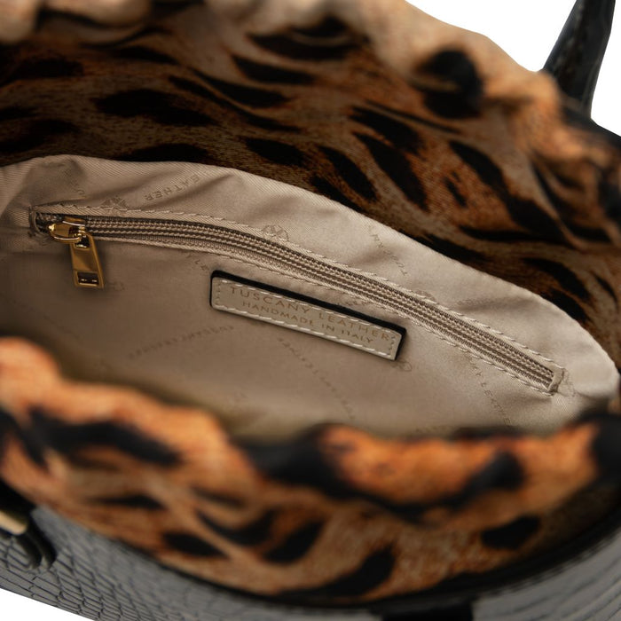 Croque - Croc Print Leather Handbag (TL142510)