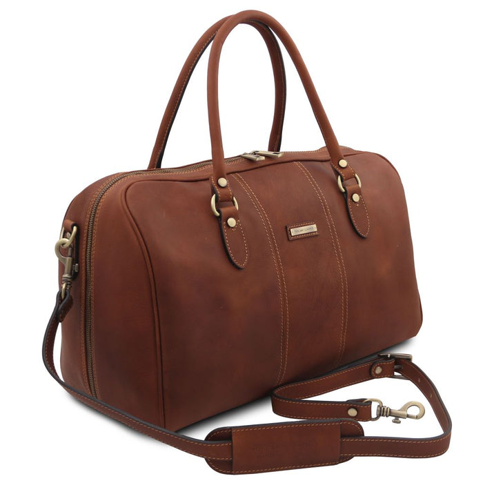 Lisbona - Travel leather duffle bag - Small size (TL142558)