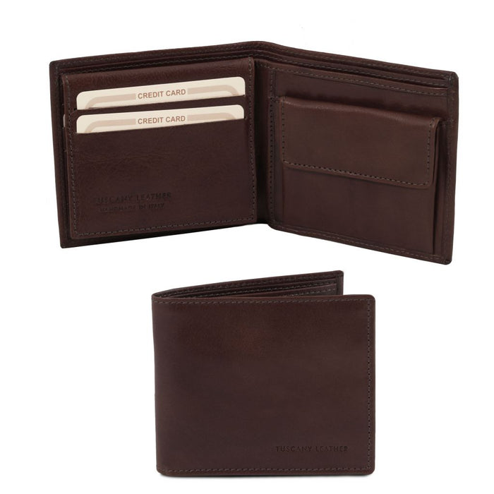 Exclusive 3 Fold Leather Wallet For Men With Coin Pocket (TL141377)