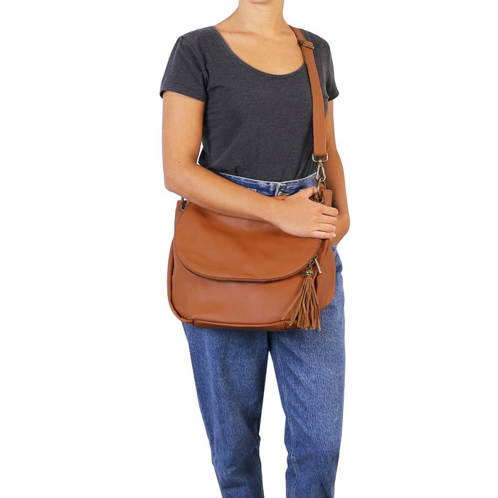 Tl Bag - Soft Leather Shoulder Bag With Tassel Detail (Tl141110)