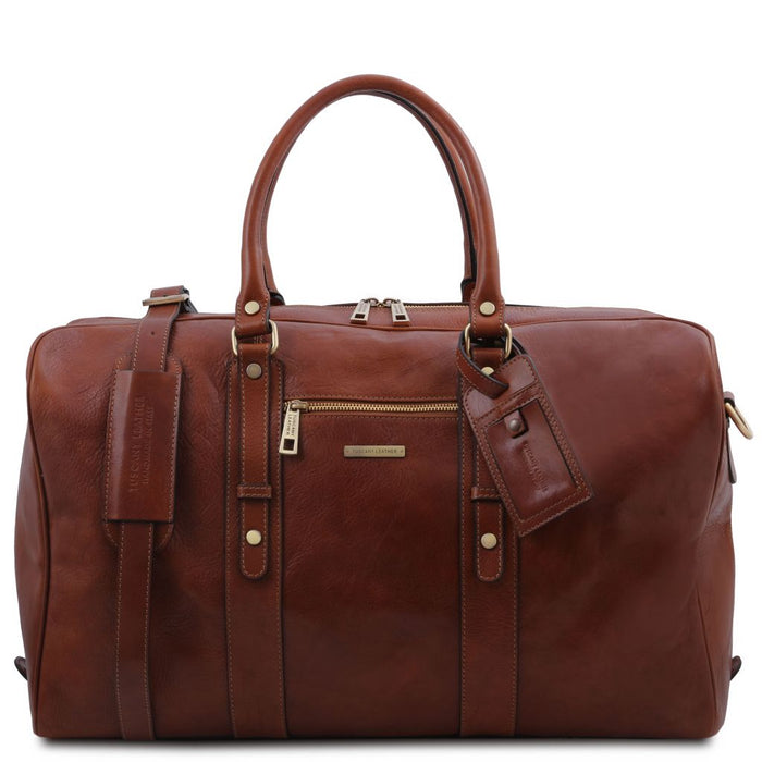 TL Voyager - Leather Travel Bag With Front Pocket (TL142140)