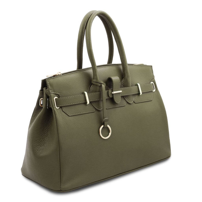 TL Bag - Leather Handbag With Golden Hardware (TL141529)