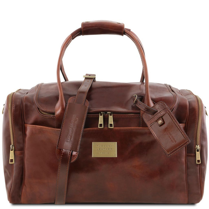 TL Voyager - Travel Leather Bag With Side Pockets (TL142141)