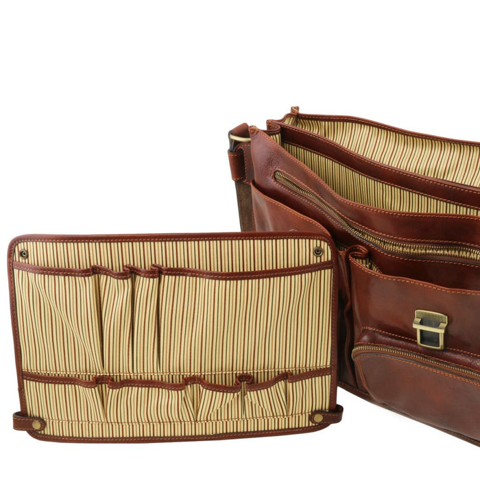 Ventimiglia - Leather Multi Compartment TL Smart Briefcase With Front Pockets (TL142069)