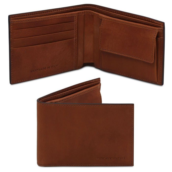 Exclusive 2 fold leather wallet for men with coin pocket (TL142552)