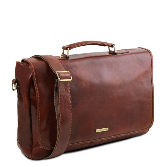 Mantova - Leather Multi Compartment Tl Smart Briefcase With Flap (Tl140326)