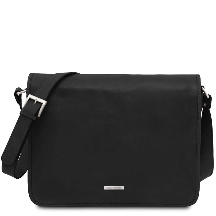 Tl Messenger - Two Compartments Leather Shoulder Bag - Large Size (TL142430)