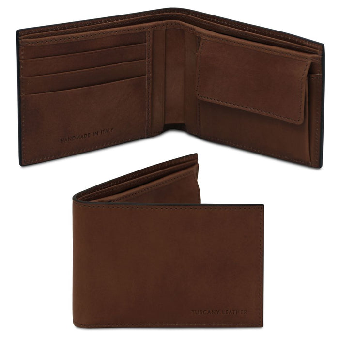 Exclusive 2 fold leather wallet for men with coin pocket (TL142552)