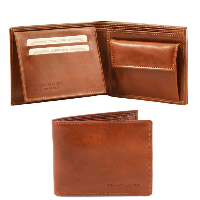 Exclusive 3 Fold Leather Wallet For Men With Coin Pocket (TL141377)