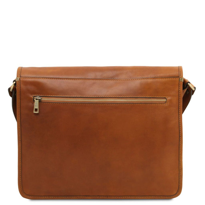 Tl Messenger - Two Compartments Leather Shoulder Bag - Large Size (TL142430)