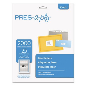 Laser Address Labels, 1/2 x 1 3/4, Clear, 2000/Pack