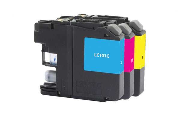 Non-OEM (Compatible) New Cyan, Magenta, Yellow Ink Cartridges for Brother LC-101 3-Pack