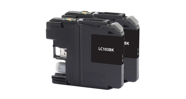 Non-OEM (Compatible) New High Yield Black Ink Cartridges for Brother LC-103XL 2-Pack