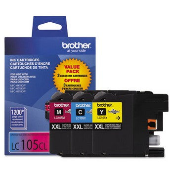 Brother LC-105 Cyan, Magenta, Yellow, Super High Yield, 3/Pack Ink Cartridges