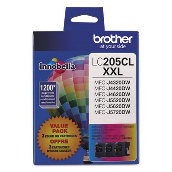 Brother LC-205 Cyan, Magenta, Yellow, Super High Yield Ink Cartridge, Brother LC2053PKS
