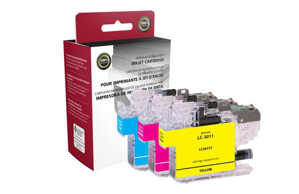 Non-OEM (Compatible) New Cyan, Magenta, Yellow Ink Cartridge 3-Pack for Brother LC3011