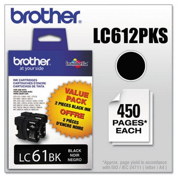 Brother LC-61 Black, Twin Pack Ink Cartridge