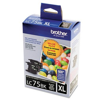 Brother LC-75BK Black, High Yield Ink, 2/Pack Ink Cartridges