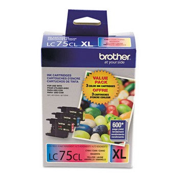 Brother LC-75CMY Cyan, Magenta, Yellow, High Yield, 3/Pack Ink Cartridges