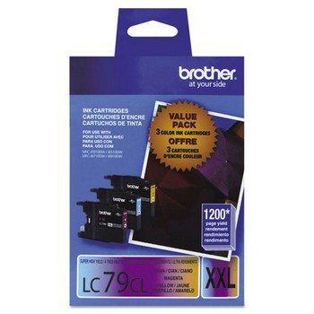 Brother LC-79CMY Cyan, Magenta, Yellow, Super High Yield Ink, 3/Pack Ink Cartridges