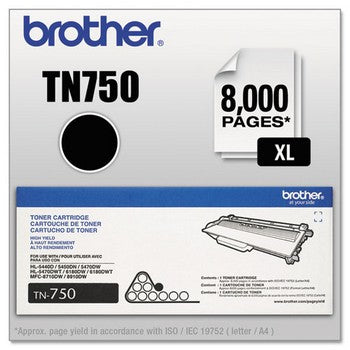 Brother TN750 Black, High Yield Toner Cartridge