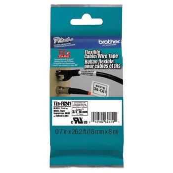Brother TZE-FX241 Tape Cartridge, 3/4in x 26.2ft, Black on White