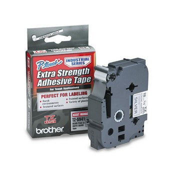 Brother TZE-S941 Labeling Tape, 3/4w, Black on Matte Silver