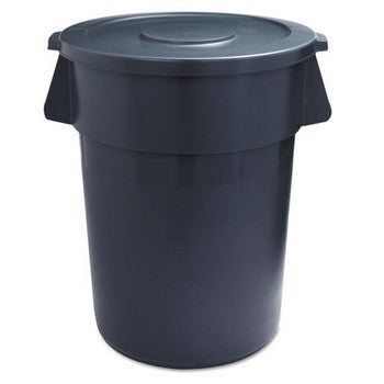 Lids for 44-Gal Waste Receptacles, Flat-Top, Round, Plastic Gray