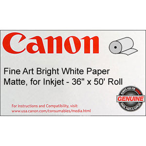 Canon 36in x 50ft Fine Art Bright White Paper 230 gsm, Canon 0850V069