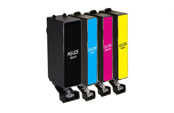 Non-OEM (Compatible) New Black, Cyan, Magenta, Yellow Ink Cartridges for Canon PGI-225/CLI-226