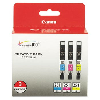 Canon CLI-251XL Cyan, Magenta, Yellow, 3/Pack Ink Cartridge, Canon 6449B009