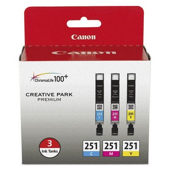 Canon CLI-251 Cyan, Magenta, Yellow, Standard Yield Ink Cartridge, Canon 6514B009