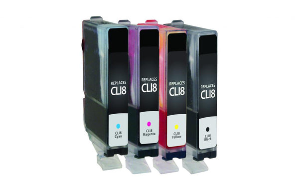 Remanufactured Black, Cyan, Magenta, Yellow Ink Cartridges for Canon CLI-8 4-Pack